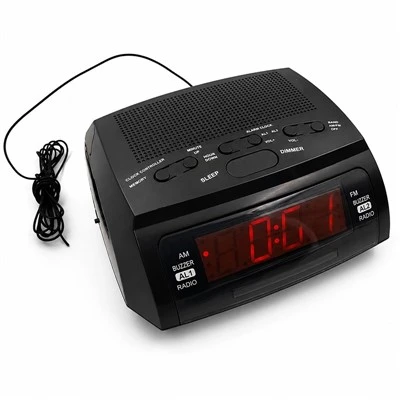 Cyfrowy radiobudzik z podwójnym budzikiem